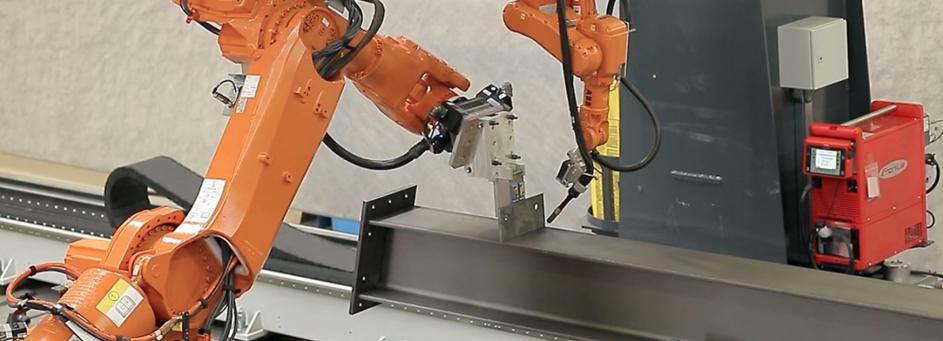 Steel beam construction assembler and welder robot